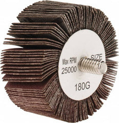 Tru-Maxx - 2" Diam x 1" Face Width, Very Fine Aluminum Oxide Coated Mounted Flap Wheel - 1/4-20 Threaded Mount, 180 Grit, 25,000 Max RPM - Americas Industrial Supply