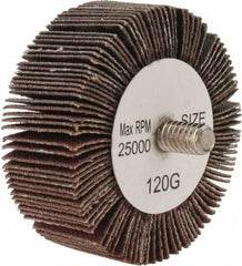 Tru-Maxx - 2" Diam x 3/4" Face Width, Fine Aluminum Oxide Coated Mounted Flap Wheel - 1/4-20 Threaded Mount, 120 Grit, 25,000 Max RPM - Americas Industrial Supply