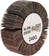 Tru-Maxx - 3" Diam x 1" Face Width, Very Fine Aluminum Oxide Coated Mounted Flap Wheel - 1/4-20 Threaded Mount, 240 Grit, 20,000 Max RPM - Americas Industrial Supply