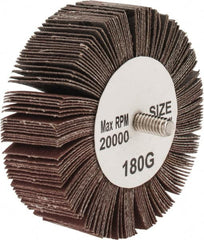 Tru-Maxx - 3" Diam x 1" Face Width, Very Fine Aluminum Oxide Coated Mounted Flap Wheel - 1/4-20 Threaded Mount, 180 Grit, 20,000 Max RPM - Americas Industrial Supply