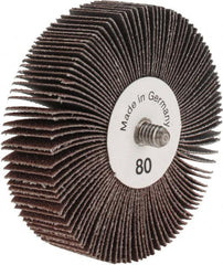 Tru-Maxx - 3" Diam x 3/4" Face Width, Medium Aluminum Oxide Coated Mounted Flap Wheel - 1/4-20 Threaded Mount, 80 Grit, 20,000 Max RPM - Americas Industrial Supply