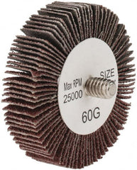 Tru-Maxx - 2" Diam x 1/2" Face Width, Medium Aluminum Oxide Coated Mounted Flap Wheel - 1/4-20 Threaded Mount, 60 Grit, 25,000 Max RPM - Americas Industrial Supply