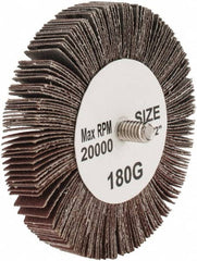 Tru-Maxx - 3" Diam x 1/2" Face Width, Very Fine Aluminum Oxide Coated Mounted Flap Wheel - 1/4-20 Threaded Mount, 180 Grit, 20,000 Max RPM - Americas Industrial Supply