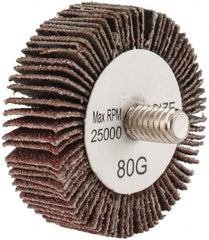 Tru-Maxx - 1-5/8" Diam x 1/2" Face Width, Medium Aluminum Oxide Coated Mounted Flap Wheel - 1/4-20 Threaded Mount, 80 Grit, 25,000 Max RPM - Americas Industrial Supply