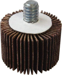 Tru-Maxx - 1-1/2" Diam x 1" Face Width, Fine Aluminum Oxide Coated Mounted Flap Wheel - 1/4-20 Threaded Mount, 120 Grit, 30,000 Max RPM - Americas Industrial Supply