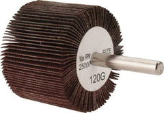 Tru-Maxx - 2" Diam x 1-1/2" Face Width, Fine Aluminum Oxide Coated Mounted Flap Wheel - 1/4" Shank Mount, 120 Grit, 25,000 Max RPM - Americas Industrial Supply