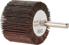 Tru-Maxx - 2" Diam x 1-1/2" Face Width, Medium Aluminum Oxide Coated Mounted Flap Wheel - 1/4" Shank Mount, 80 Grit, 25,000 Max RPM - Americas Industrial Supply