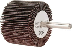 Tru-Maxx - 2" Diam x 1-1/2" Face Width, Medium Aluminum Oxide Coated Mounted Flap Wheel - 1/4" Shank Mount, 60 Grit, 25,000 Max RPM - Americas Industrial Supply