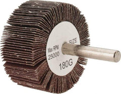 Tru-Maxx - 2" Diam x 1" Face Width, Very Fine Aluminum Oxide Coated Mounted Flap Wheel - 1/4" Shank Mount, 180 Grit, 25,000 Max RPM - Americas Industrial Supply