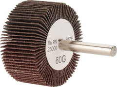 Tru-Maxx - 2" Diam x 1" Face Width, Medium Aluminum Oxide Coated Mounted Flap Wheel - 1/4" Shank Mount, 60 Grit, 25,000 Max RPM - Americas Industrial Supply