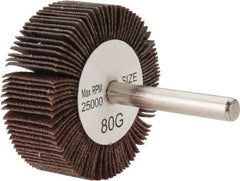 Tru-Maxx - 2" Diam x 3/4" Face Width, Medium Aluminum Oxide Coated Mounted Flap Wheel - 1/4" Shank Mount, 80 Grit, 25,000 Max RPM - Americas Industrial Supply