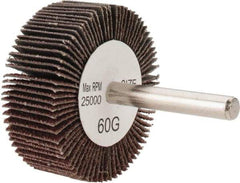 Tru-Maxx - 2" Diam x 3/4" Face Width, Medium Aluminum Oxide Coated Mounted Flap Wheel - 1/4" Shank Mount, 60 Grit, 25,000 Max RPM - Americas Industrial Supply
