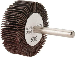 Tru-Maxx - 2" Diam x 3/4" Face Width, Coarse Aluminum Oxide Coated Mounted Flap Wheel - 1/4" Shank Mount, 50 Grit, 25,000 Max RPM - Americas Industrial Supply