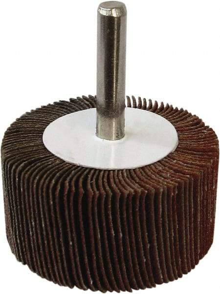 Tru-Maxx - 2" Diam x 1/2" Face Width, Medium Aluminum Oxide Coated Mounted Flap Wheel - 1/4" Shank Mount, 80 Grit, 25,000 Max RPM - Americas Industrial Supply