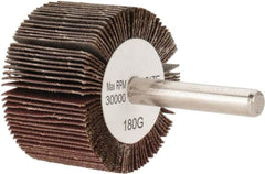 Tru-Maxx - 1-1/2" Diam x 1" Face Width, Very Fine Aluminum Oxide Coated Mounted Flap Wheel - 1/4" Shank Mount, 180 Grit, 30,000 Max RPM - Americas Industrial Supply