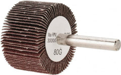 Tru-Maxx - 1-1/2" Diam x 1" Face Width, Medium Aluminum Oxide Coated Mounted Flap Wheel - 1/4" Shank Mount, 80 Grit, 30,000 Max RPM - Americas Industrial Supply
