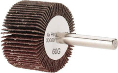 Tru-Maxx - 1-1/2" Diam x 1" Face Width, Medium Aluminum Oxide Coated Mounted Flap Wheel - 1/4" Shank Mount, 60 Grit, 30,000 Max RPM - Americas Industrial Supply