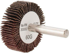 Tru-Maxx - 1-1/2" Diam x 1/2" Face Width, Medium Aluminum Oxide Coated Mounted Flap Wheel - 1/4" Shank Mount, 60 Grit, 30,000 Max RPM - Americas Industrial Supply
