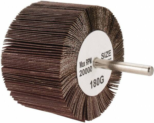 Tru-Maxx - 3" Diam x 2" Face Width, Very Fine Aluminum Oxide Coated Mounted Flap Wheel - 1/4" Shank Mount, 180 Grit, 20,000 Max RPM - Americas Industrial Supply
