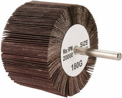Tru-Maxx - 3" Diam x 2" Face Width, Very Fine Aluminum Oxide Coated Mounted Flap Wheel - 1/4" Shank Mount, 180 Grit, 20,000 Max RPM - Americas Industrial Supply