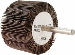 Tru-Maxx - 2-1/2" Diam x 1-1/2" Face Width, Very Fine Aluminum Oxide Coated Mounted Flap Wheel - 1/4" Shank Mount, 180 Grit, 25,000 Max RPM - Americas Industrial Supply