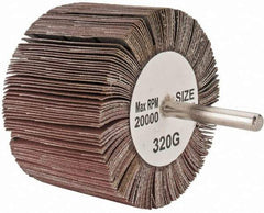 Tru-Maxx - 3" Diam x 2" Face Width, Extra Fine Aluminum Oxide Coated Mounted Flap Wheel - 1/4" Shank Mount, 320 Grit, 20,000 Max RPM - Americas Industrial Supply
