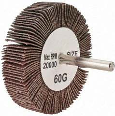 Tru-Maxx - 3" Diam x 3/4" Face Width, Medium Aluminum Oxide Coated Mounted Flap Wheel - 1/4" Shank Mount, 60 Grit, 20,000 Max RPM - Americas Industrial Supply