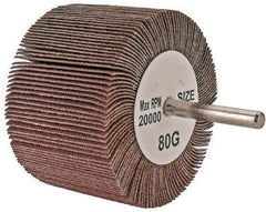 Tru-Maxx - 3" Diam x 2" Face Width, Medium Aluminum Oxide Coated Mounted Flap Wheel - 1/4" Shank Mount, 80 Grit, 20,000 Max RPM - Americas Industrial Supply
