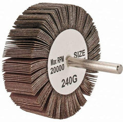 Tru-Maxx - 3" Diam x 1" Face Width, Very Fine Aluminum Oxide Coated Mounted Flap Wheel - 1/4" Shank Mount, 240 Grit, 20,000 Max RPM - Americas Industrial Supply