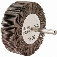 Tru-Maxx - 3" Diam x 1" Face Width, Very Fine Aluminum Oxide Coated Mounted Flap Wheel - 1/4" Shank Mount, 180 Grit, 20,000 Max RPM - Americas Industrial Supply