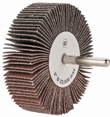 Tru-Maxx - 3" Diam x 1" Face Width, Medium Aluminum Oxide Coated Mounted Flap Wheel - 1/4" Shank Mount, 60 Grit, 20,000 Max RPM - Americas Industrial Supply