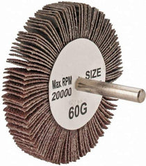 Tru-Maxx - 3" Diam x 1/2" Face Width, Medium Aluminum Oxide Coated Mounted Flap Wheel - 1/4" Shank Mount, 60 Grit, 20,000 Max RPM - Americas Industrial Supply