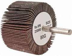 Tru-Maxx - 2-1/2" Diam x 1-1/2" Face Width, Medium Aluminum Oxide Coated Mounted Flap Wheel - 1/4" Shank Mount, 80 Grit, 25,000 Max RPM - Americas Industrial Supply