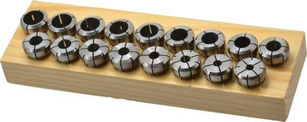 Parlec - 17 Piece, 1/4" to 3/4" Capacity, Double Angle Collet Set - Series DA180 - Exact Industrial Supply