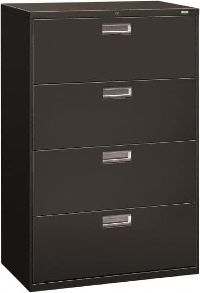 Hon - 36" Wide x 53-1/4" High x 19-1/4" Deep, 4 Drawer Lateral File - Steel, Charcoal - Americas Industrial Supply