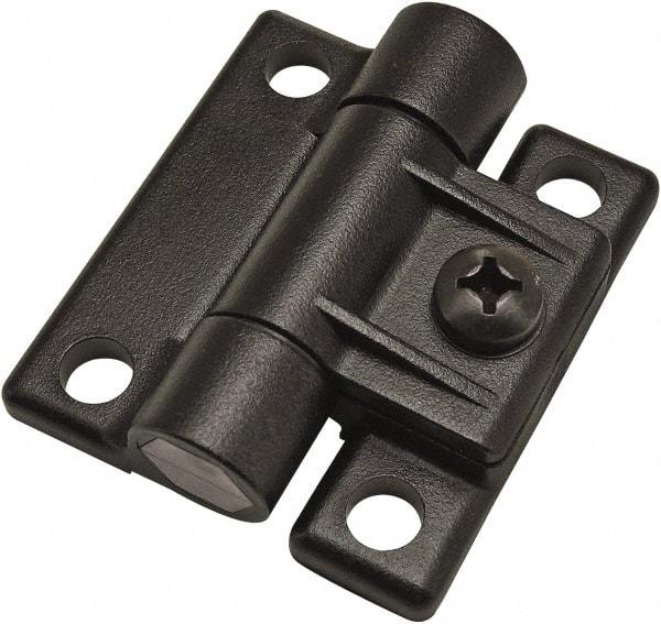 80/20 Inc. - 2-1/4" Long x 2-1/2" Wide x 19.56mm Thick, Adjustable Hinge - Black Acetal, No Finish - Americas Industrial Supply