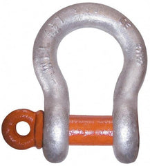 CM - 3/4" Nominal Chain Size, 6.5 Ton Carbon Steel Screw Anchor Shackle - 31/32" Diam, 7/8" Pin Diam, 1-1/4" Wide Inside Jaw, 1-3/4" Inside Width - Americas Industrial Supply