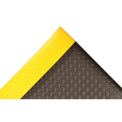 Anti-Fatigue Mat:  720.0000″ Length,  24.0000″ Wide,  1/2″ Thick,  Closed Cell Polyvinylchloride,  Beveled Edge,  Medium Duty Raised Diamond,  Black & Yellow,  Dry