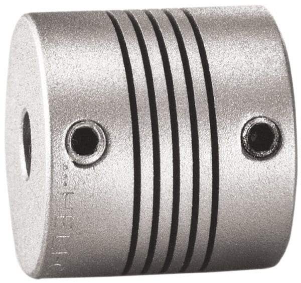 Lovejoy - 3/8" Max Bore Diam, Flexible Screw Hub Coupling - 1.12" OD, 1.12" OAL, Anodized Aluminum - Americas Industrial Supply