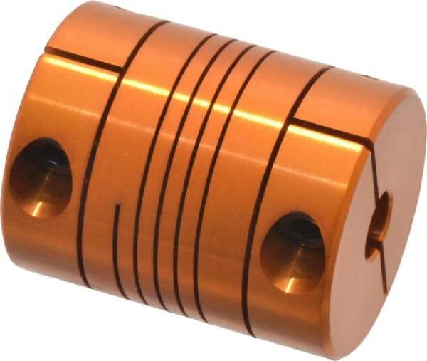 Lovejoy - 3/8" Max Bore Diam, Flexible Clamp Hub Coupling - 1" OD, 1-1/4" OAL, Anodized Aluminum - Americas Industrial Supply