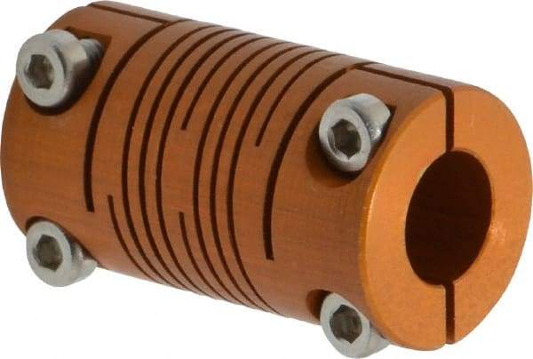 Lovejoy - 1/4" Max Bore Diam, Flexible Clamp Hub Coupling - 1/2" OD, 0.9" OAL, Anodized Aluminum - Americas Industrial Supply