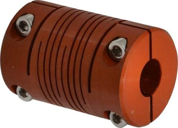 Lovejoy - 1/2" Max Bore Diam, Flexible Clamp Hub Coupling - 1" OD, 1-1/2" OAL, Anodized Aluminum - Americas Industrial Supply