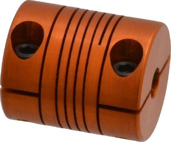 Lovejoy - 3/16" Max Bore Diam, Flexible Clamp Hub Coupling - 3/4" OD, 0.9" OAL, Anodized Aluminum - Americas Industrial Supply