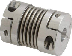 Lovejoy - 1/4" Max Bore Diam, Flexible Bellows Clamp Coupling - 0.984" OD, 1.023" OAL, Aluminum Hub with Stainless Steel Bellows - Americas Industrial Supply