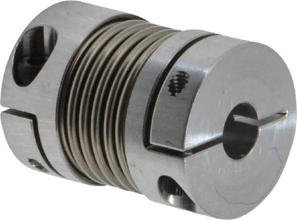 Lovejoy - 1/4" Max Bore Diam, Flexible Bellows Clamp Coupling - 0.984" OD, 1.023" OAL, Aluminum Hub with Stainless Steel Bellows - Americas Industrial Supply