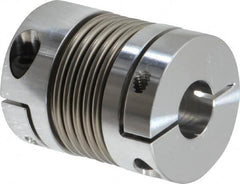 Lovejoy - 1/2" Max Bore Diam, Flexible Bellows Clamp Coupling - 1.28" OD, 1.614" OAL, Aluminum Hub with Stainless Steel Bellows - Americas Industrial Supply