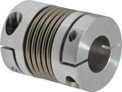 Lovejoy - 5/8" Max Bore Diam, Flexible Bellows Clamp Coupling - 1.28" OD, 1.614" OAL, Aluminum Hub with Stainless Steel Bellows - Americas Industrial Supply