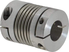 Lovejoy - 5/8" Max Bore Diam, Flexible Bellows Clamp Coupling - 1.28" OD, 1.614" OAL, Aluminum Hub with Stainless Steel Bellows - Americas Industrial Supply