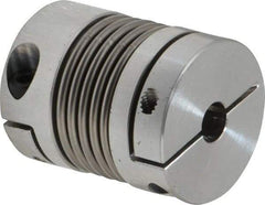 Lovejoy - 5/16" Max Bore Diam, Flexible Bellows Clamp Coupling - 1.28" OD, 1.614" OAL, Aluminum Hub with Stainless Steel Bellows - Americas Industrial Supply