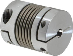 Lovejoy - 1/4" Max Bore Diam, Flexible Bellows Clamp Coupling - 1.28" OD, 1.614" OAL, Aluminum Hub with Stainless Steel Bellows - Americas Industrial Supply